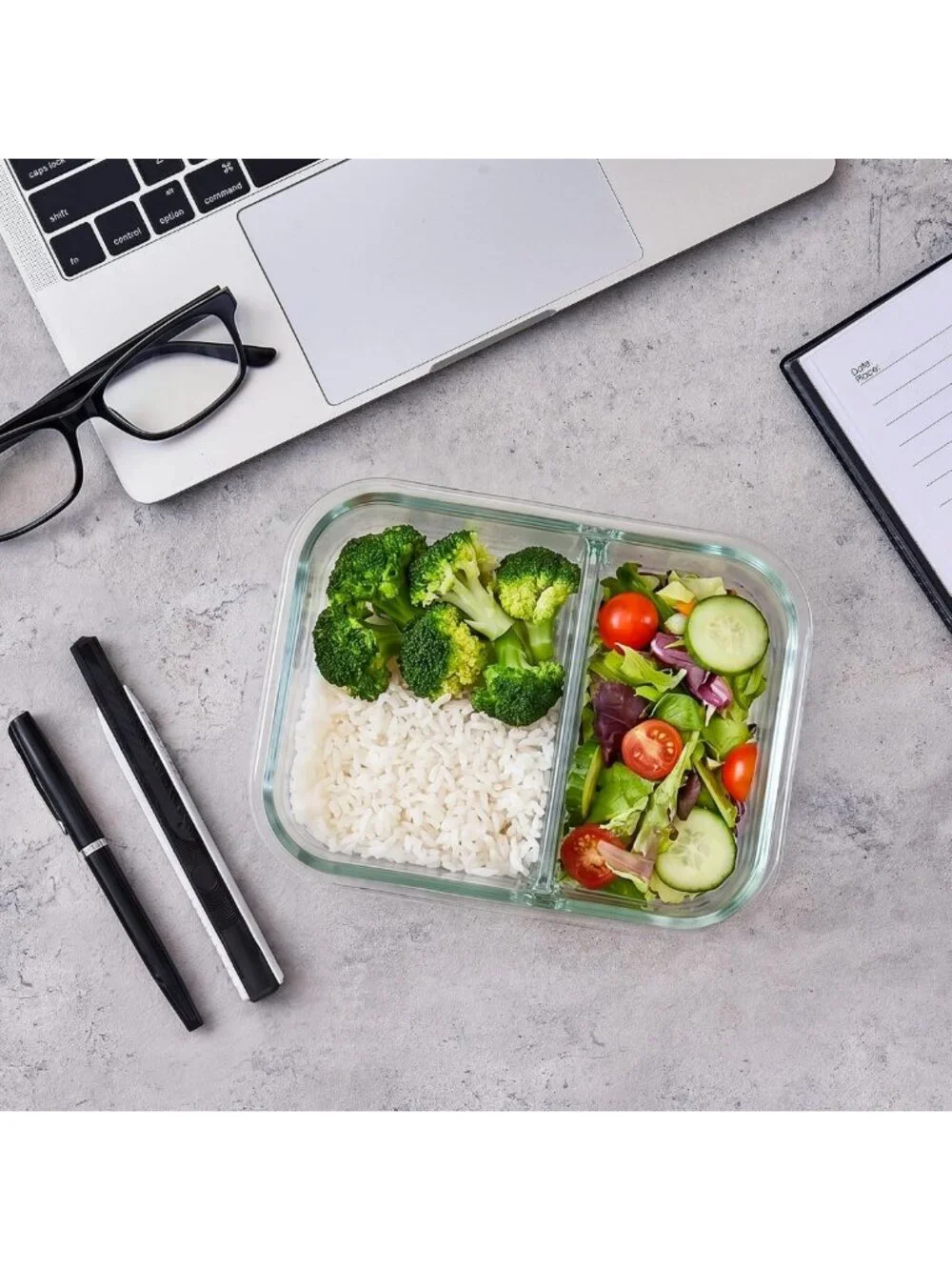 8-Pack 36oz Glass Meal Prep Containers with Lids - 2 Compartment, BPA-Free